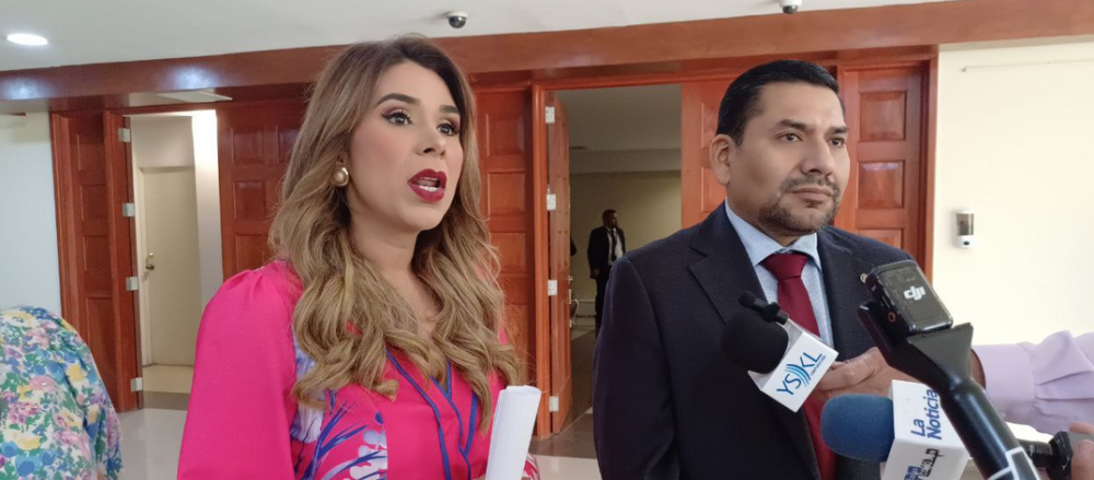 La diputada Marcela Villatoro, de Arena, intenta ingresar una solicitud para pedirle un informe al ministro de Obras Públicas sobre Los Chorros. / Jessica Guzmán.