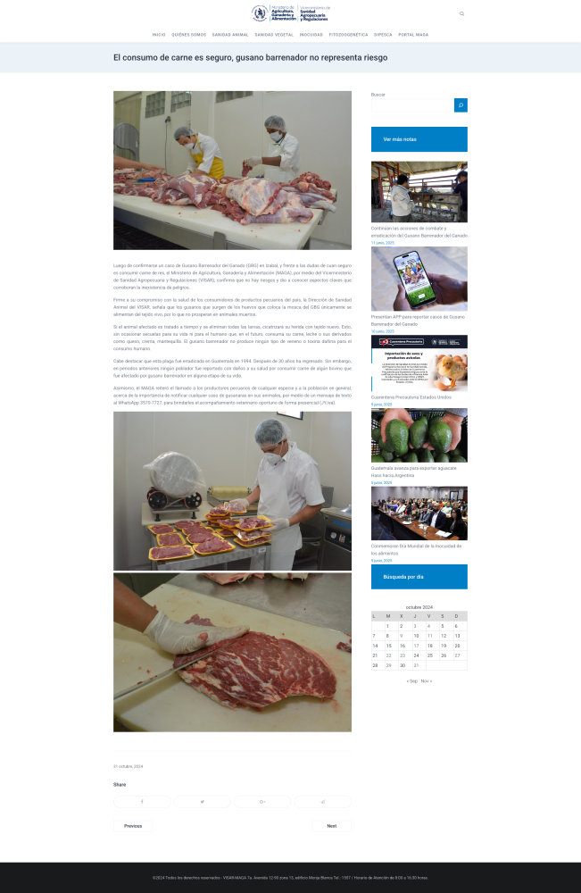 Informe del MAGA del 31 de octubre de 2024. /MAGA