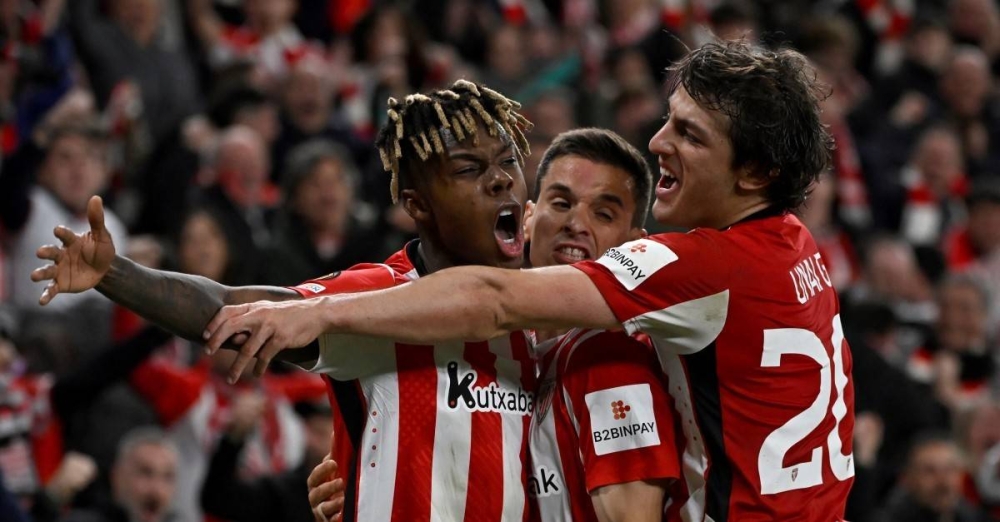 Dos goles de Nico Williams y otro de Yuri meten al Athletic en cuartos de Liga Europa tras vencer 3-1 a Roma