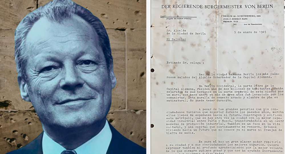 La carta del alcalde de Berlín Alemania al alcalde de Berlín, Usulután en 1965