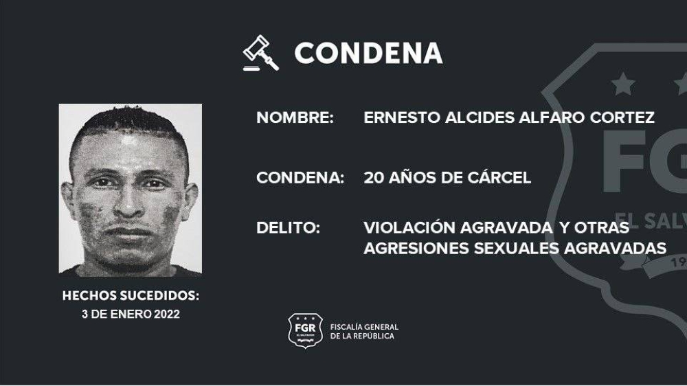 Sentencian a hombre a 20 años de cárcel por violación en contra de una mujer en La Libertad