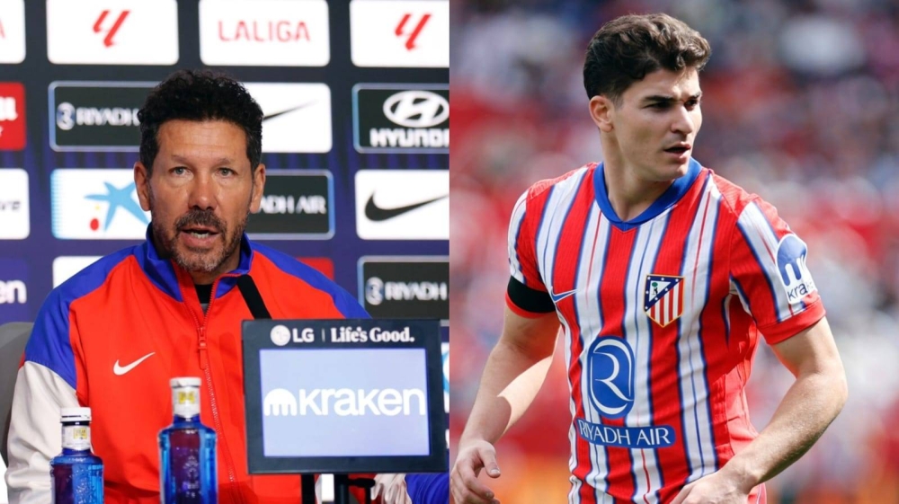 Simeone sobre Julián Álvarez: «Le decimos que Lewandowski lleva muchos más goles»