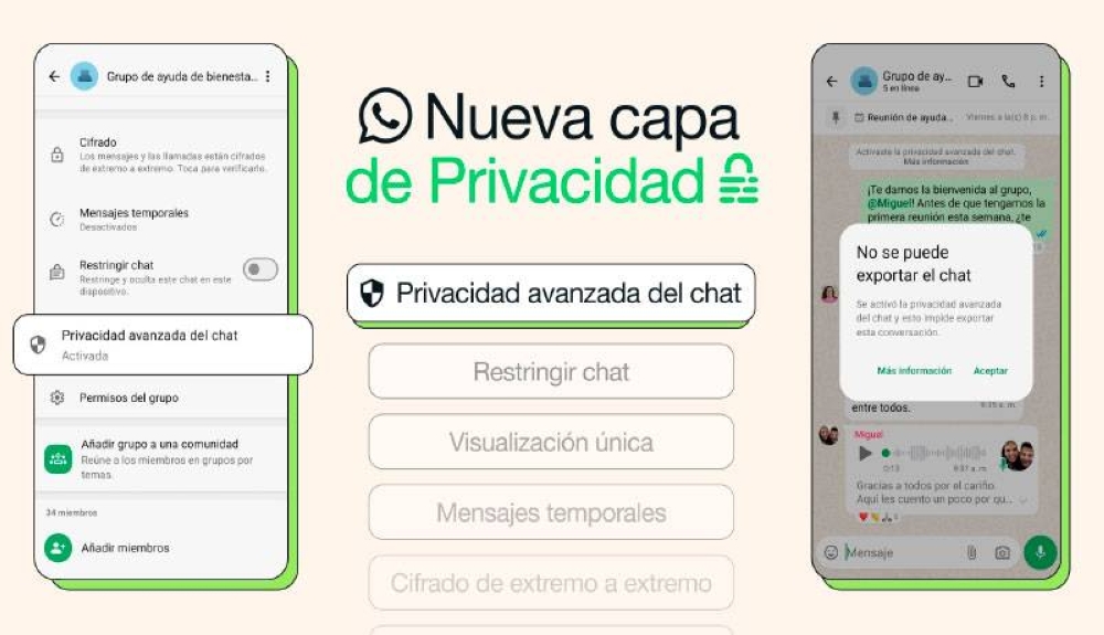 WhatsApp impide que los miembros de un chat exporten o descarguen su contenido