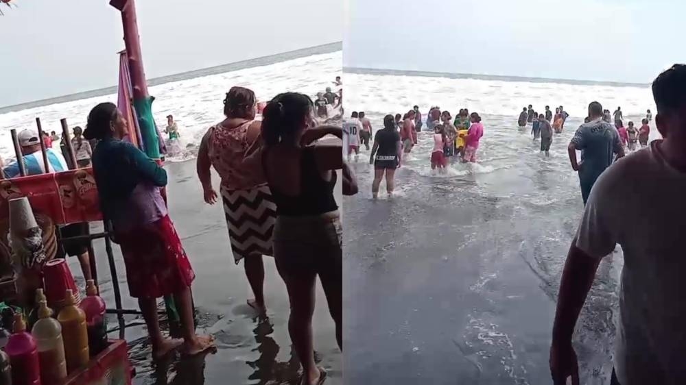 Costas salvadoreñas con fuerte oleaje por mareas vivas