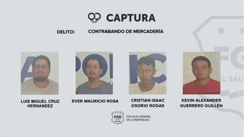 Detienen a cuatro por contrabando de aceite para motor valorado en miles de dólares en Ahuachapán