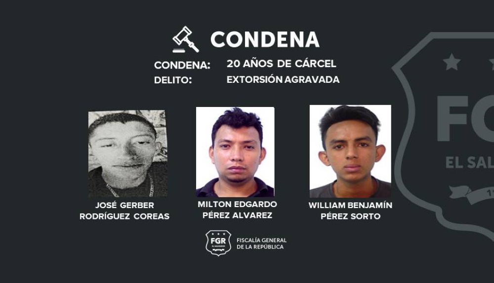 Condenan a cuatro pandilleros a 20 años de prisión por extorsión a un comerciante