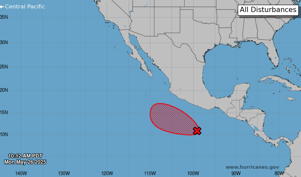 Sube a 90 % la probabilidad de desarrollo de ciclón en el Pacífico para los próximos siete días