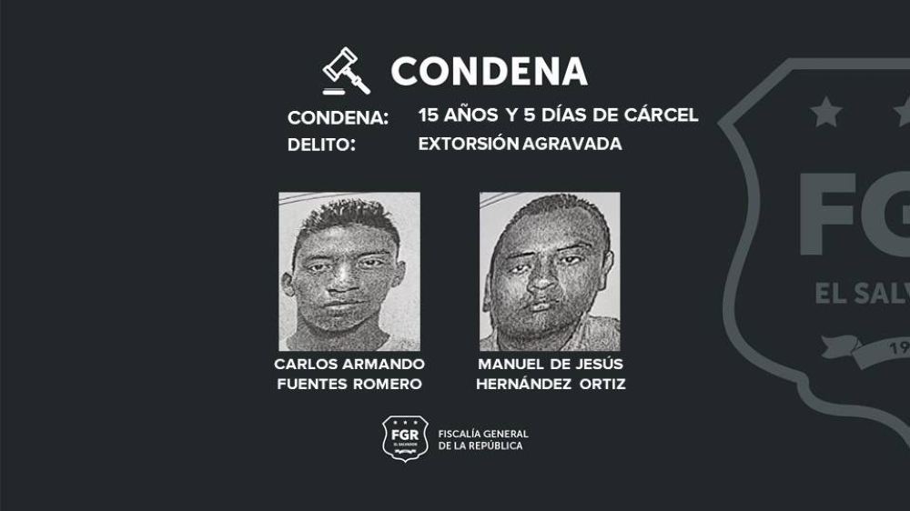 Condenan a más de 15 años de prisión a dos pandilleros de la MS-13 por extorsión en Ciudad Arce