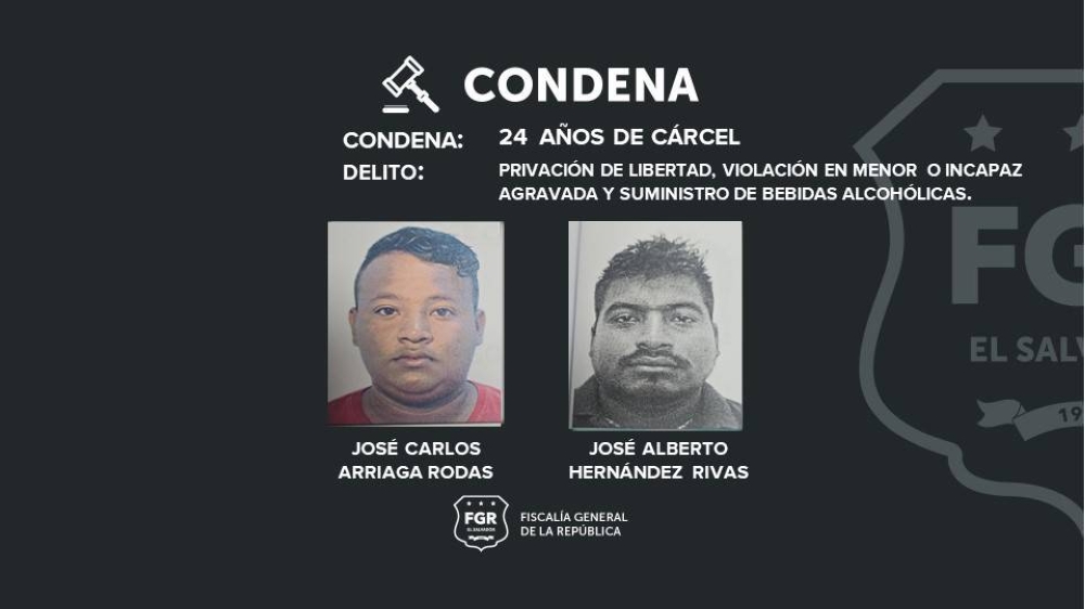 Condenan a dos hombres a 24 años de cárcel por violar a una menor de edad en Jiquilisco