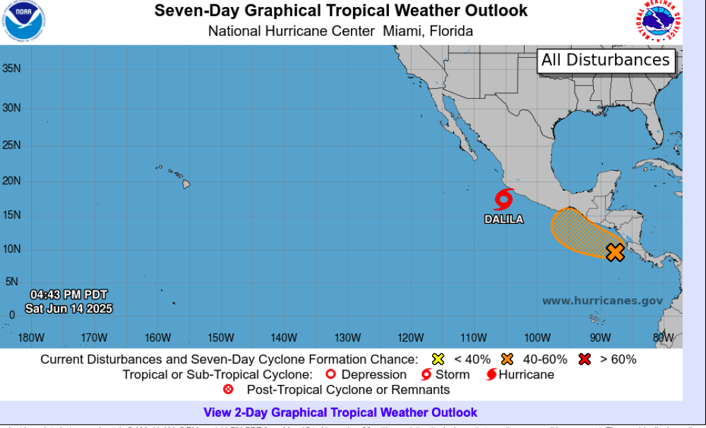La tormenta tropical Dalila avanza con fuerza sobre el Pacífico mexicano