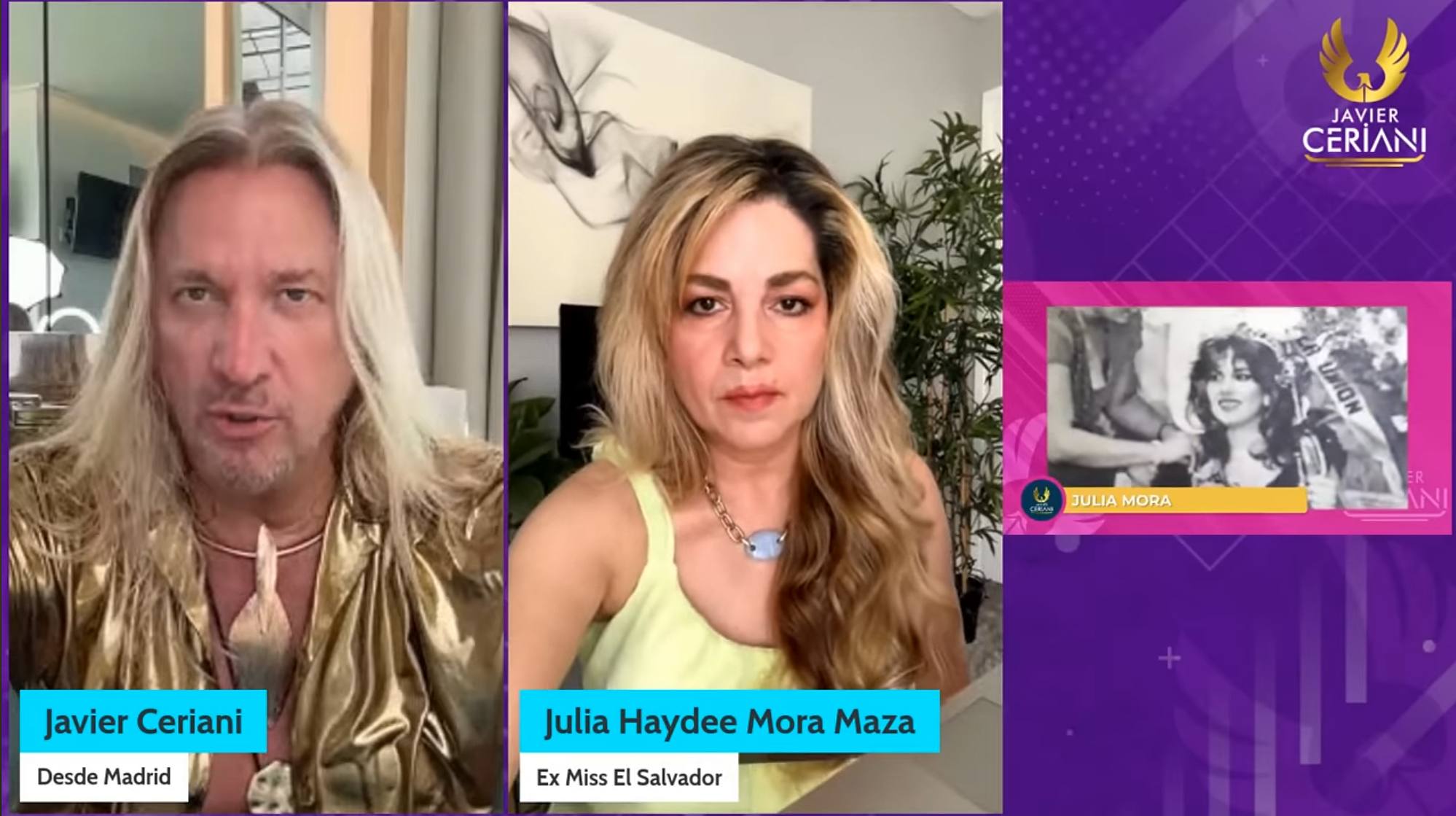 Salvadoreña Julia Mora recuerda su paso por Miss Universo 1985 con Javier Ceriani