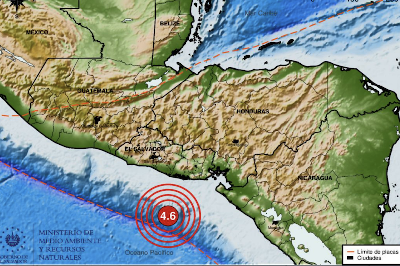 Sismo de magnitud 4.6 sacude El Salvador la noche del sábado