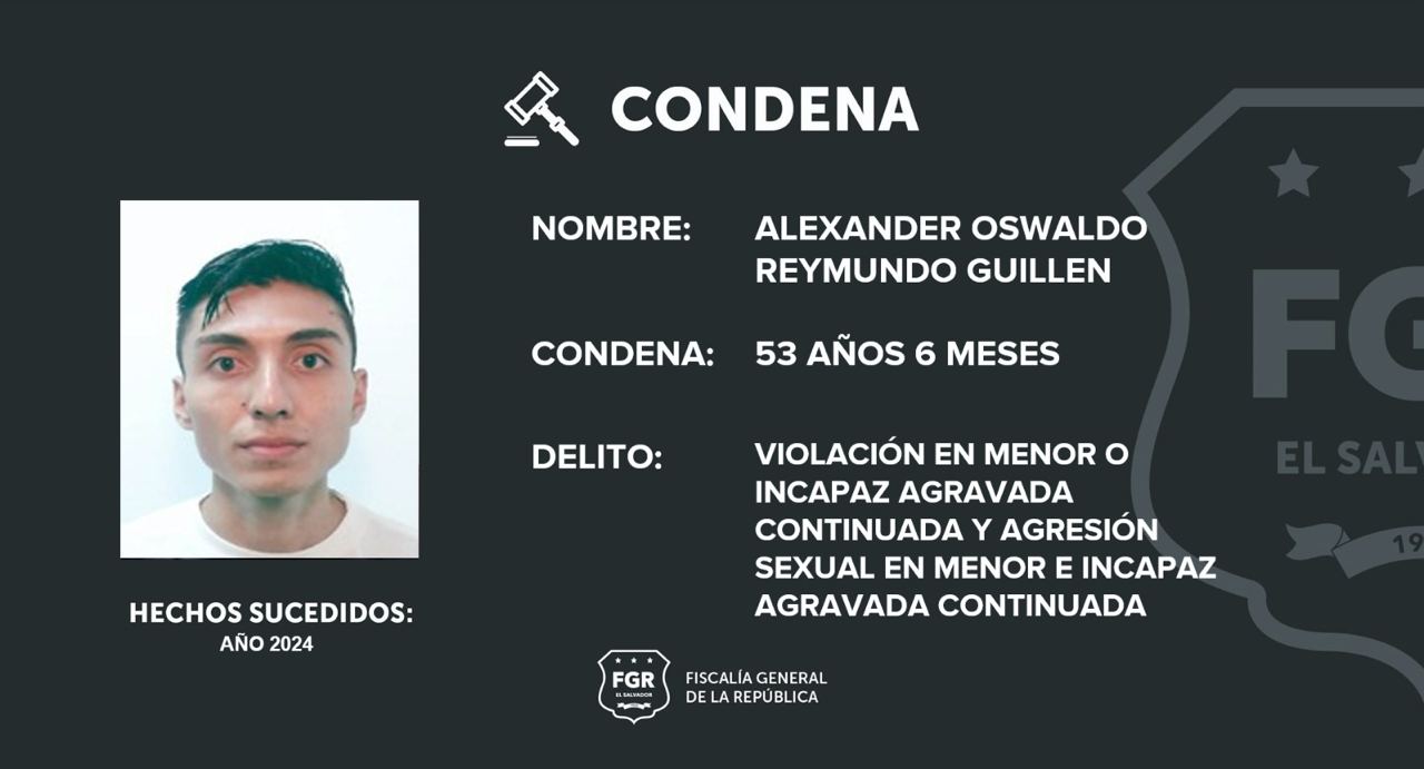 Hombre que violó a menor de edad en Tonacatepeque fue sentenciado a más de 53 años de cárcel
