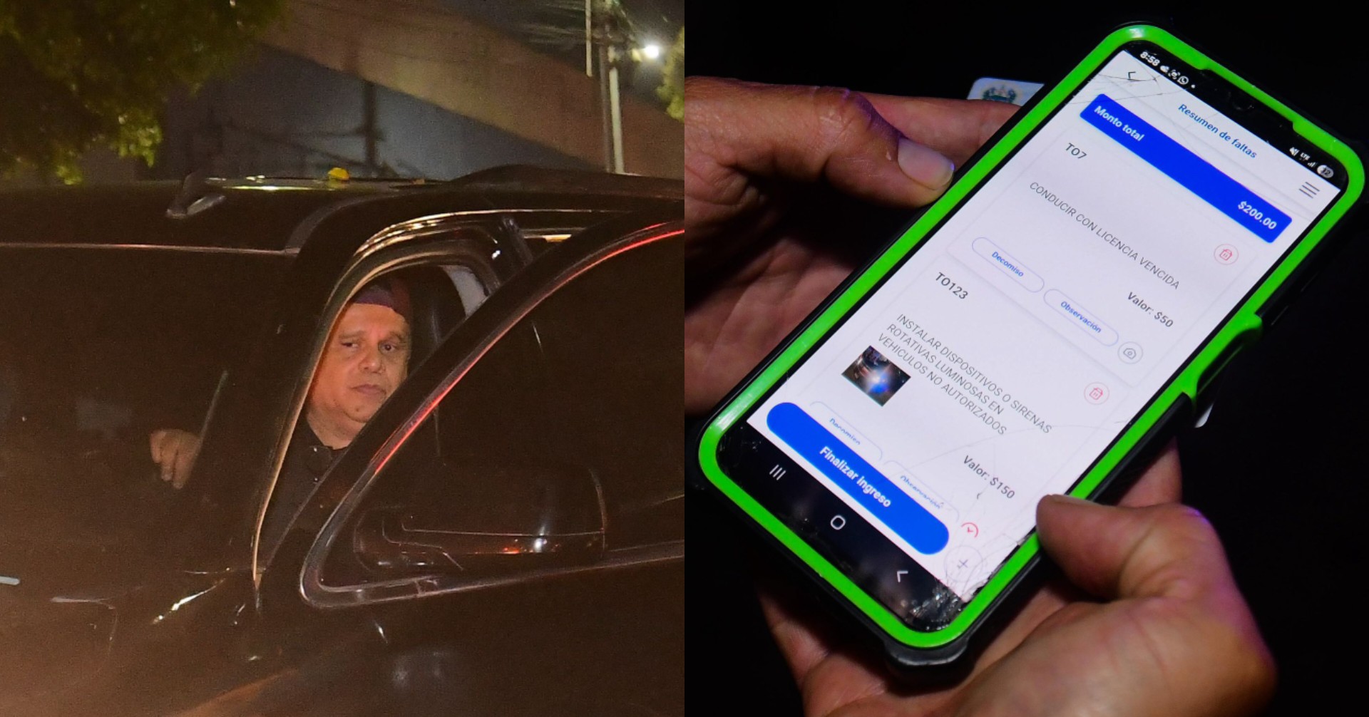 Multan con $200 a cantante salvadoreño René Alonso por luces de emergencia y licencia vencida