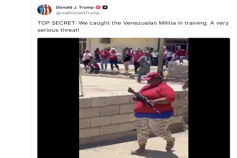 Trump se burla de entrenamientos militares en Venezuela en medio de tensión