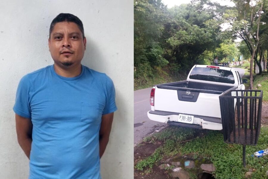 Detienen a conductor ebrio que quedó atascado en una cuneta