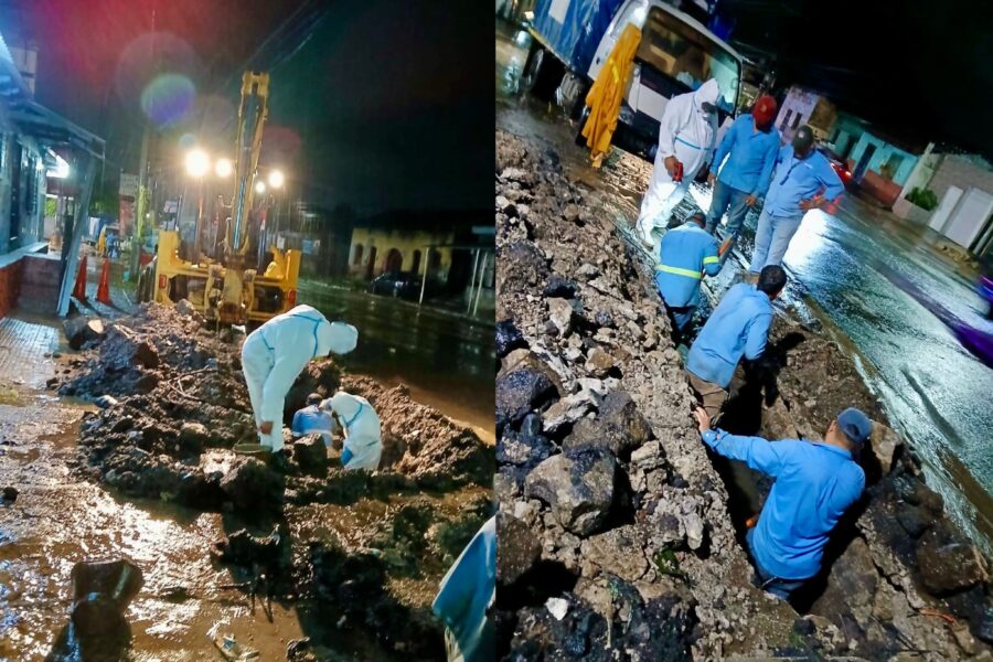 ANDA intervino tuberías de calle en Santa Ana afectada por fuertes lluvias y dice está en “óptimas condiciones”