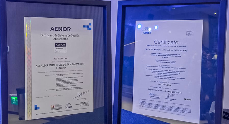 San Salvador Centro se convierte en la primera capital de América Latina en obtener la certificación antisoborno